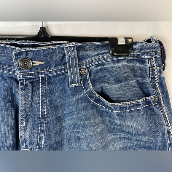 Big Star Jeans Mens 38x29 Voyager Straight Relaxed Whiskering Denim Buckle Baggy - Picture 5 of 10